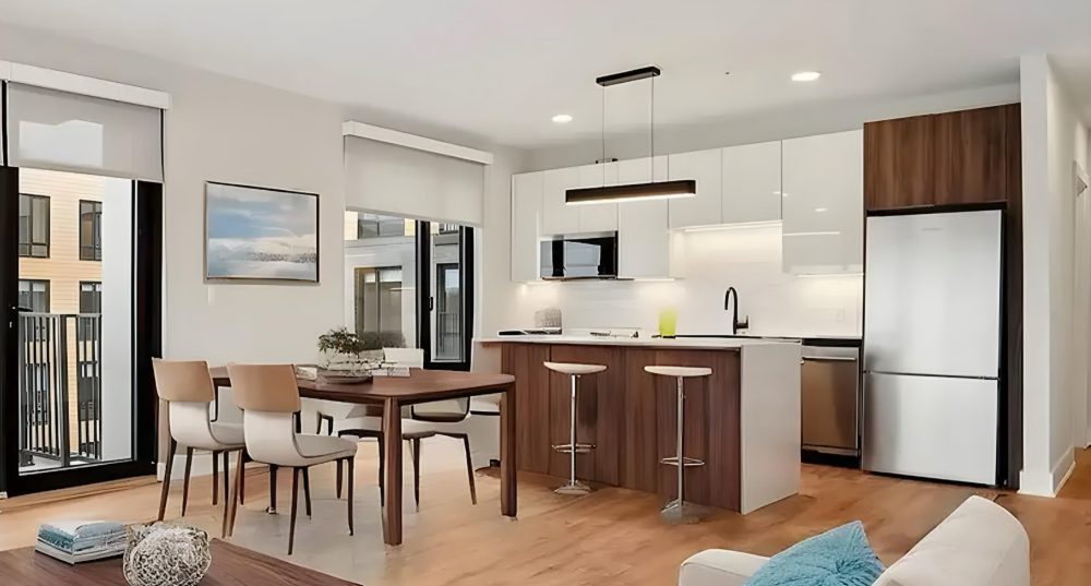 Modern kitchen with sleek cabinets and elegant countertops